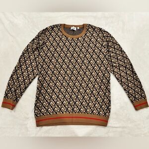 Burberry Monogram Tan and Black Crewneck Sweater